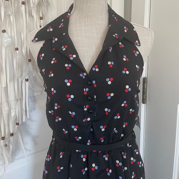 Charlotte Russe | NWT Made in USA Halter V-Neck Floral Mini Dress with Belt, S - Picture 2 of 15